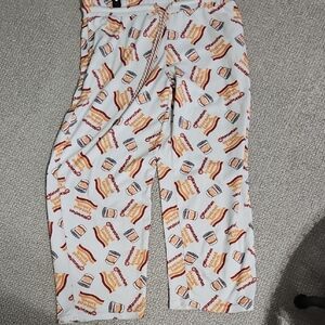Mens Instant Lunch White and Orange Pajama Bottoms Size L #4